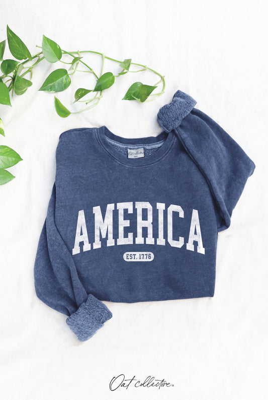 OAT COLLECTIVE - AMERICA EST 1776  Mineral Graphic Sweatshirt