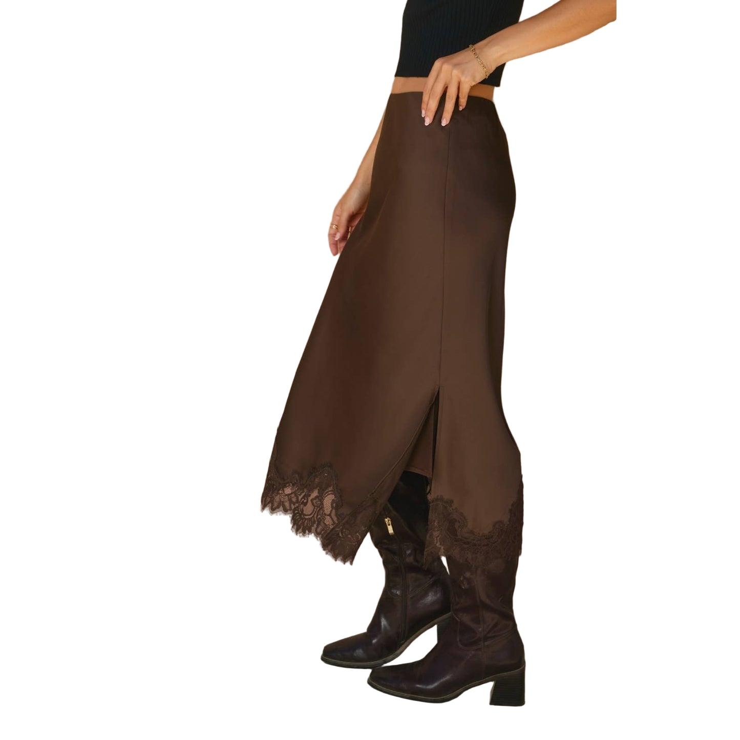 Dress Forum - Satin Lace Hem Pencil Skirt