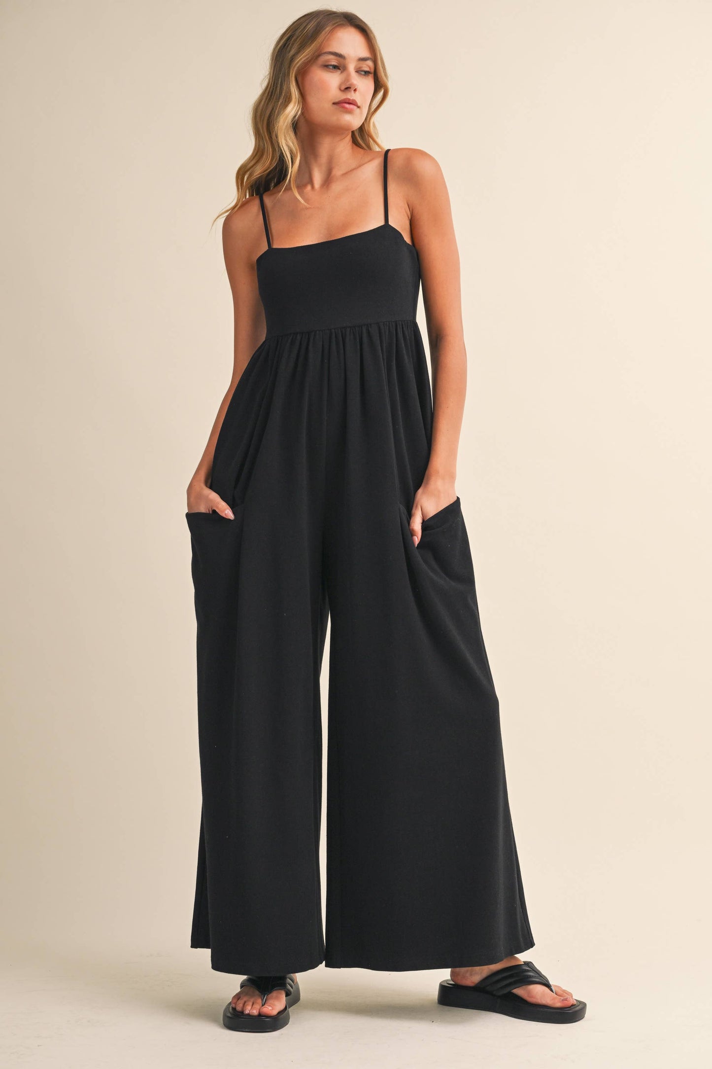 Klesis -STRAPPY EMPIRE-WAIST WIDE-LEG JUMPSUIT