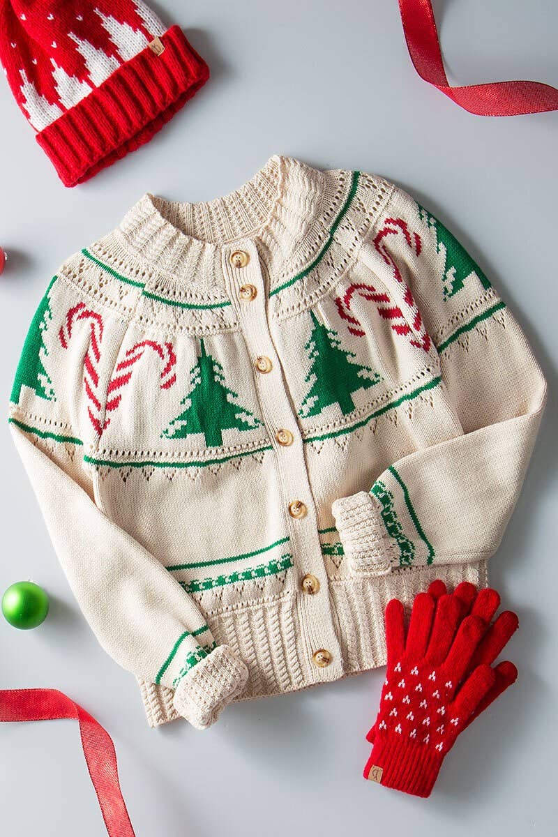 Urban Daizy - Holiday Candy Cane Knit Cardigan