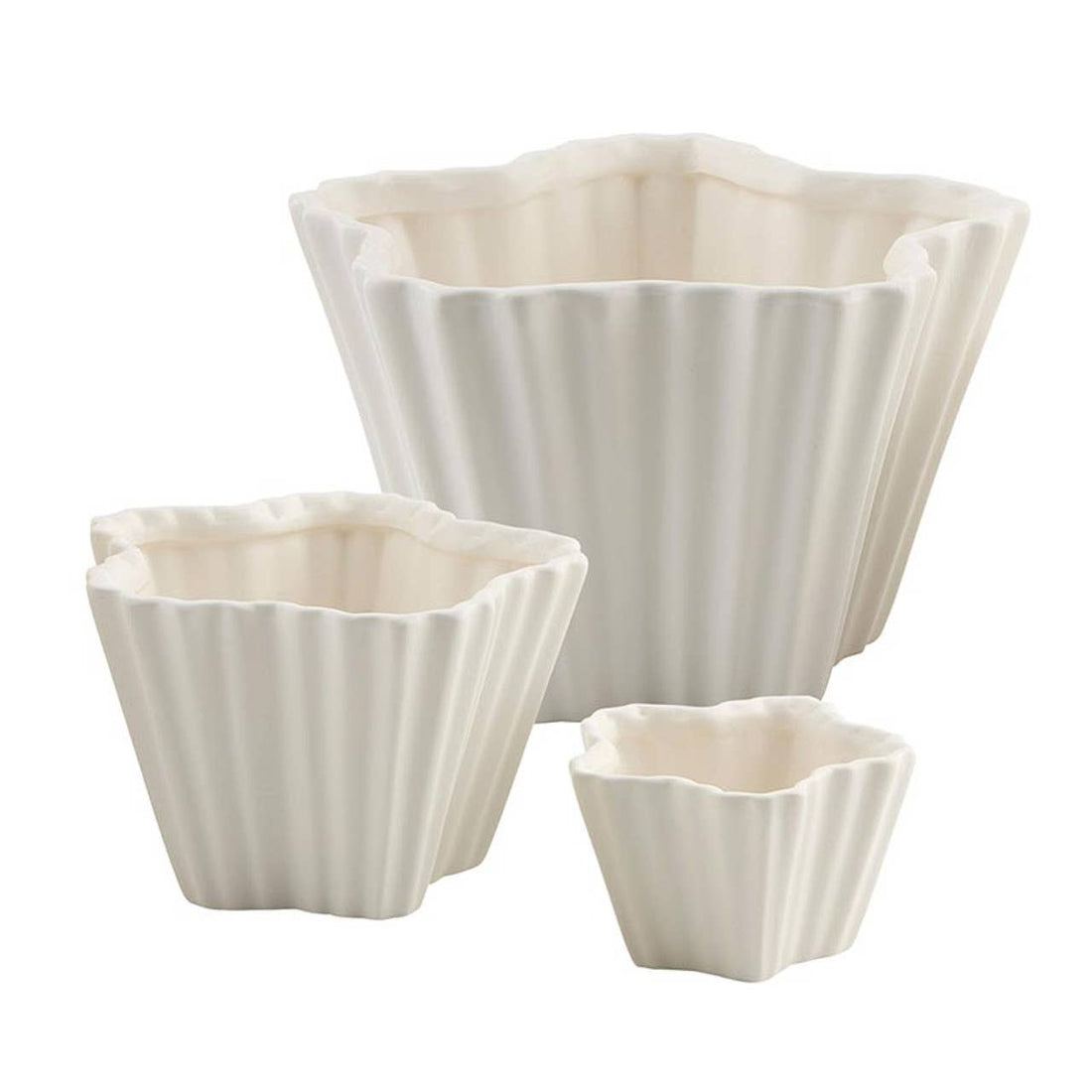 White Crimped Ceramic Bowls