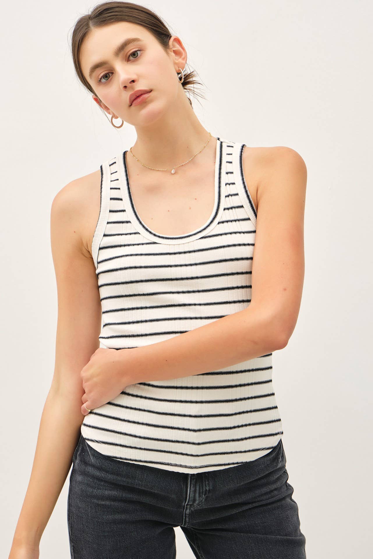 Be Cool - STRIPED RIBBED TANK TOP