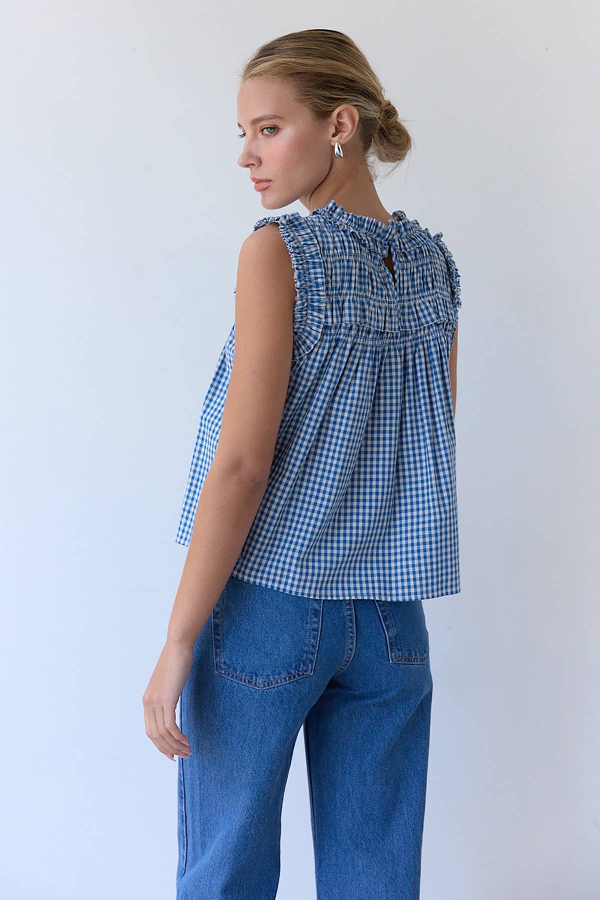 RAISONNEL - GINGHAM RUFFLE BLOUSE