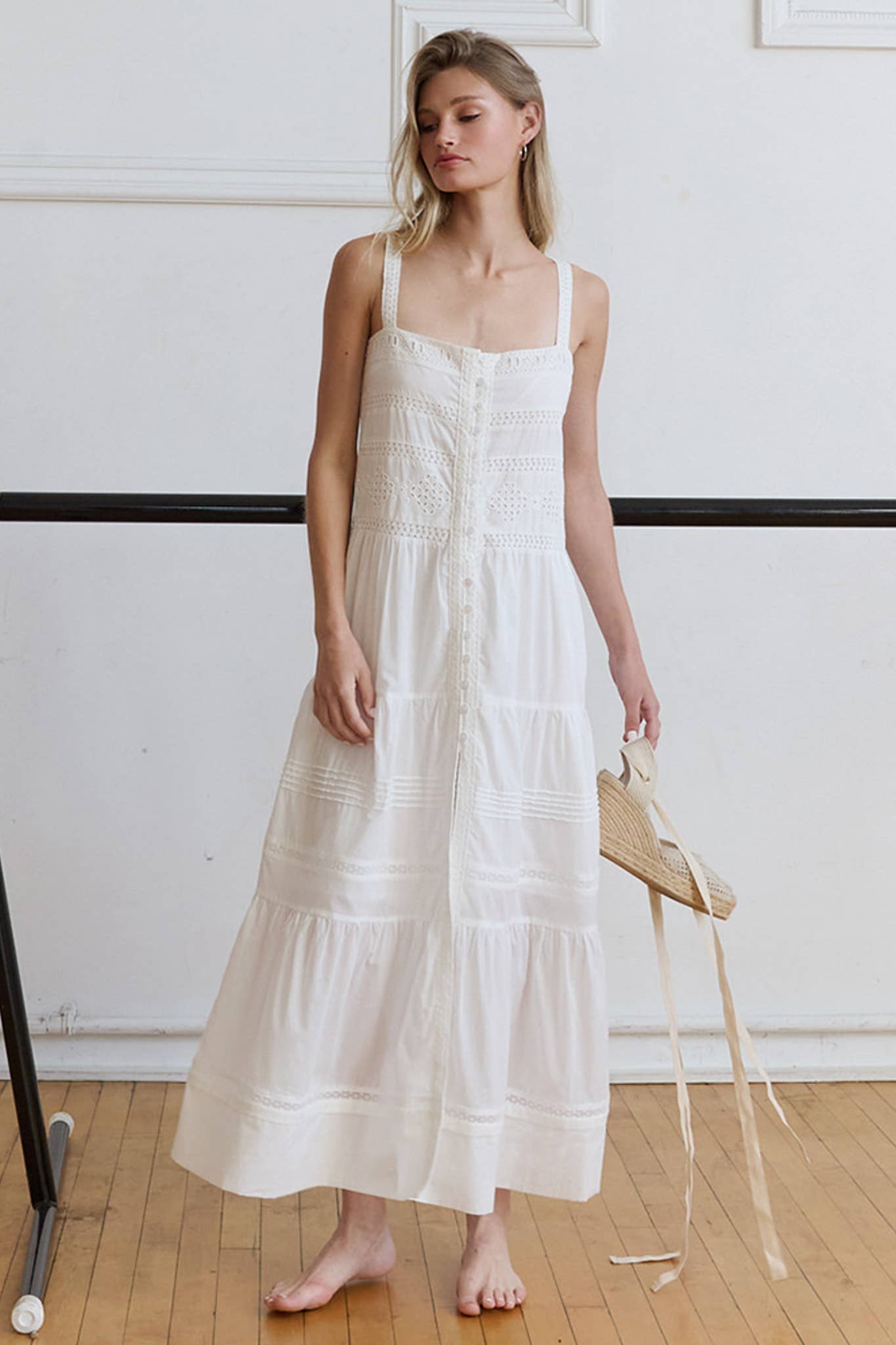 RAISONNEL - Romantic Tiered Woven Maxi with Lace Trim