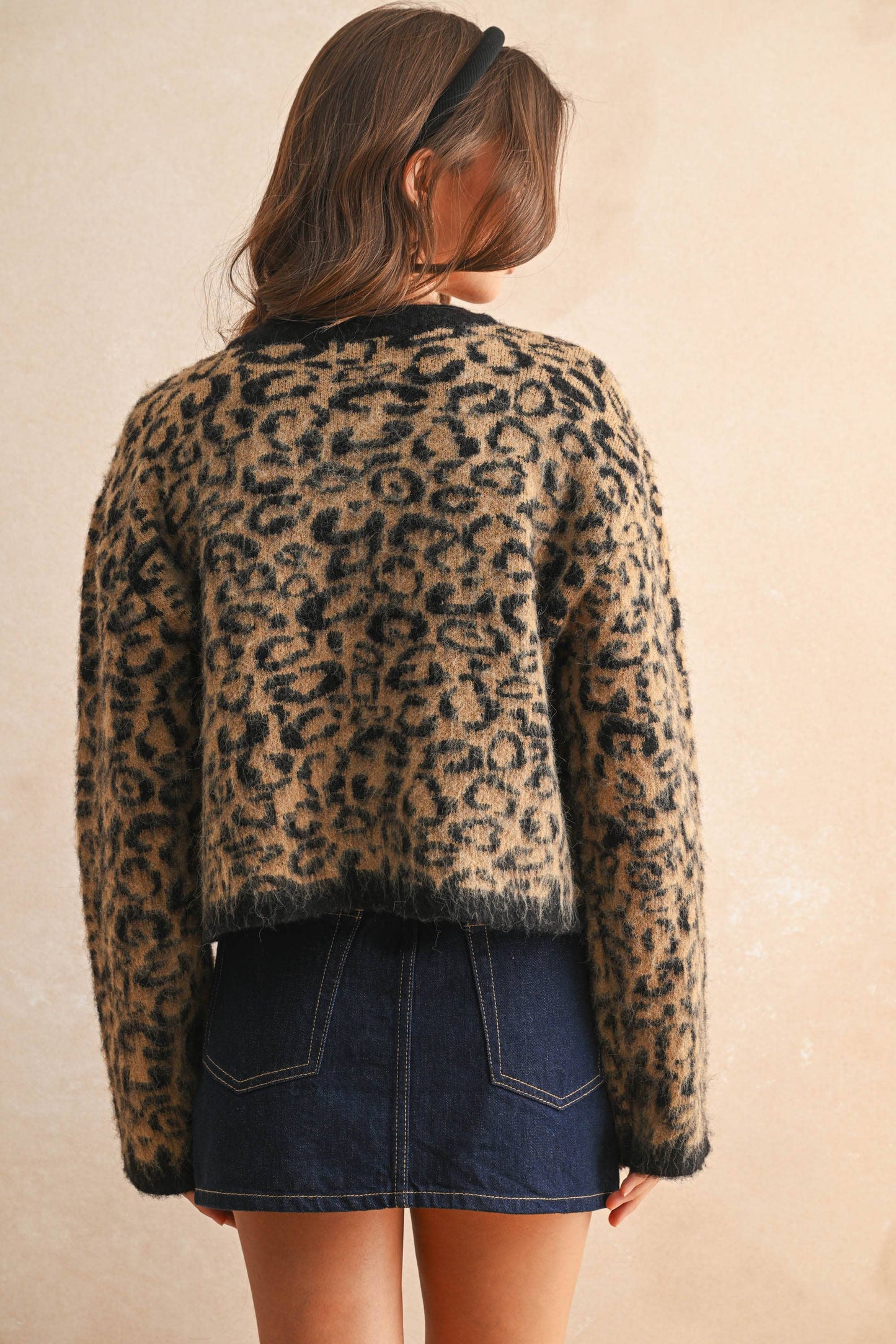 MIOU MUSE - Leopard Print Cardigan Sweater