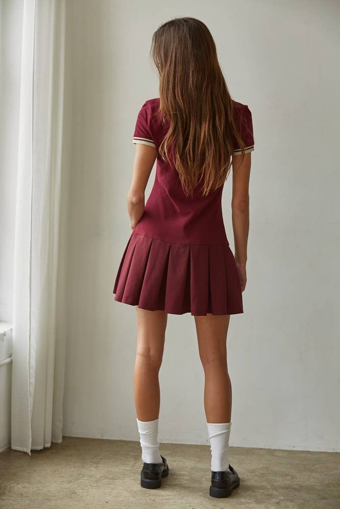 By Together - Woven Cotton Pleated Mini Shirt Dress