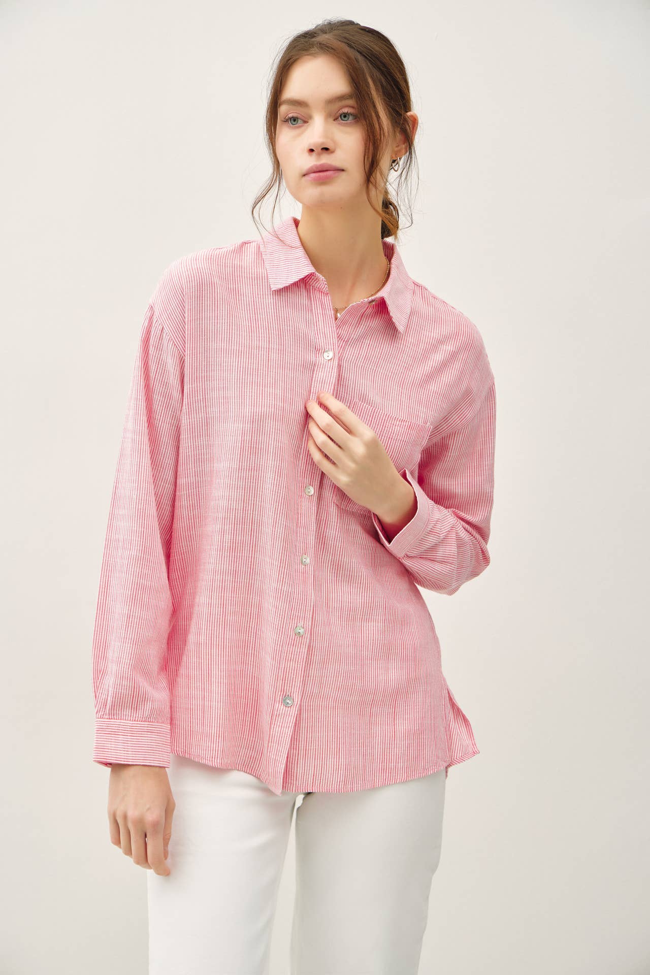 Be Cool - PINSTRIPE BUTTON DOWN SHIRT