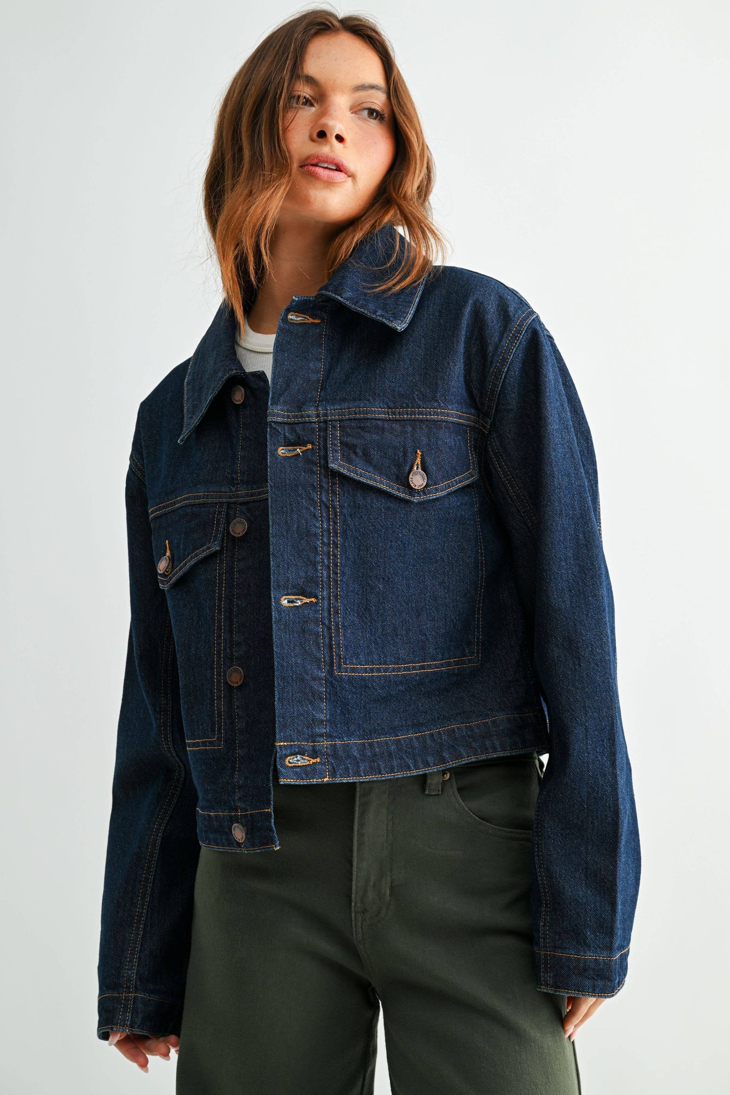 JUST BLACK DENIM - JB Collection Fur Collar Jacket - DARK DENIM - BA622J