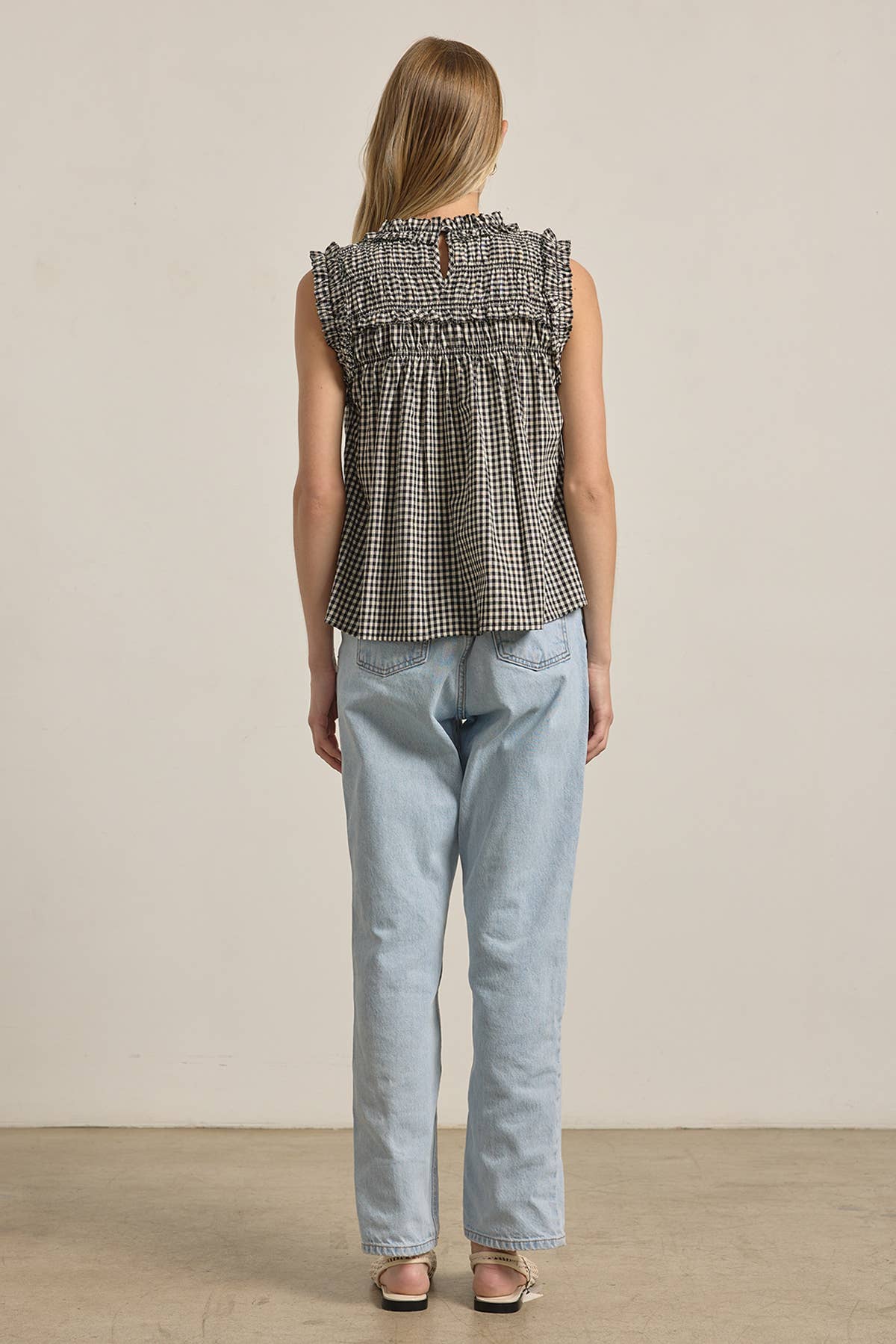 RAISONNEL - GINGHAM RUFFLE BLOUSE