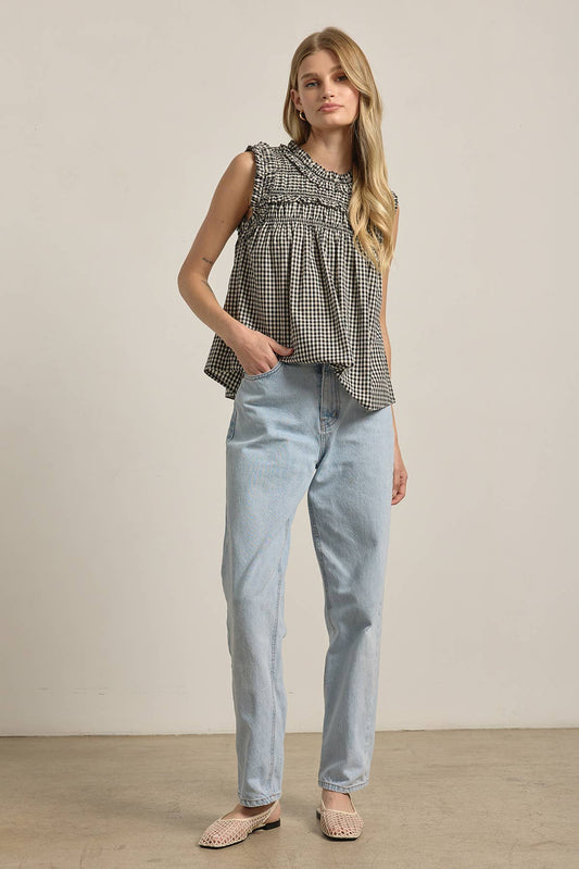 RAISONNEL - GINGHAM RUFFLE BLOUSE