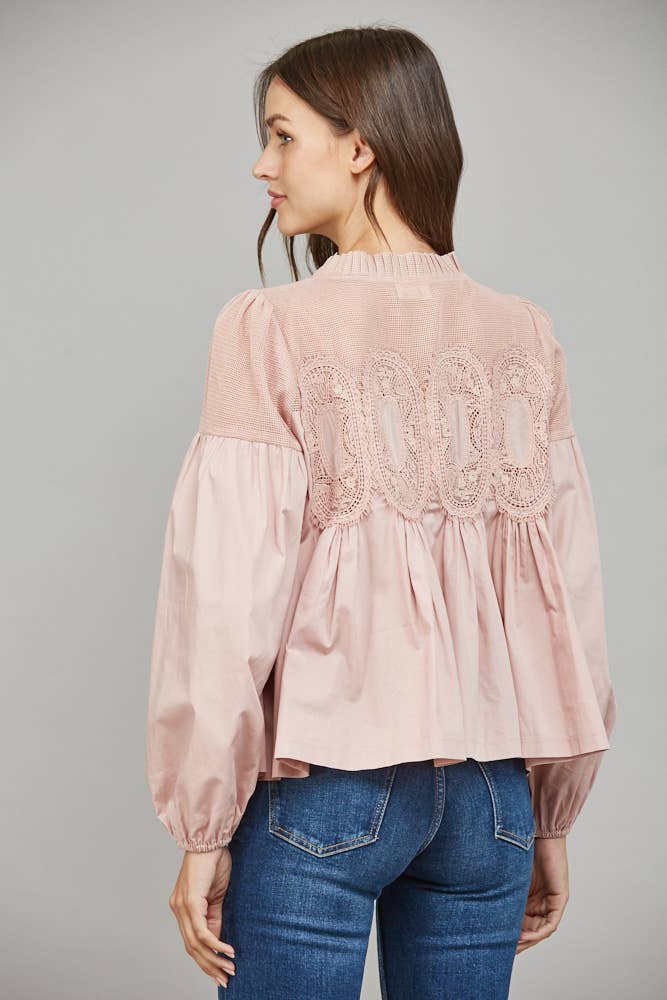 FATE - Lace Applique Long Sleeve Blouse
