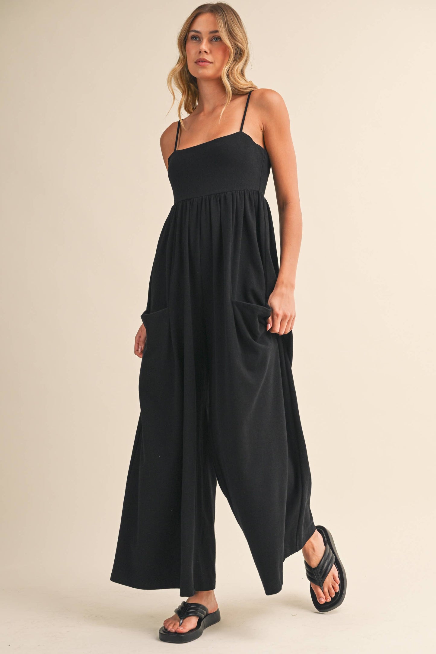 Klesis -STRAPPY EMPIRE-WAIST WIDE-LEG JUMPSUIT