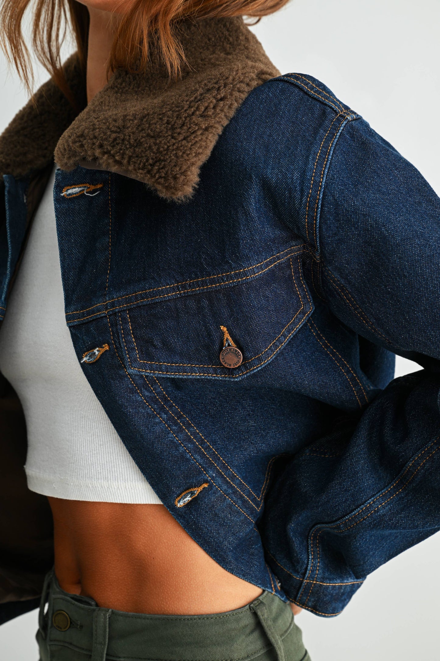 JUST BLACK DENIM - JB Collection Fur Collar Jacket - DARK DENIM - BA622J