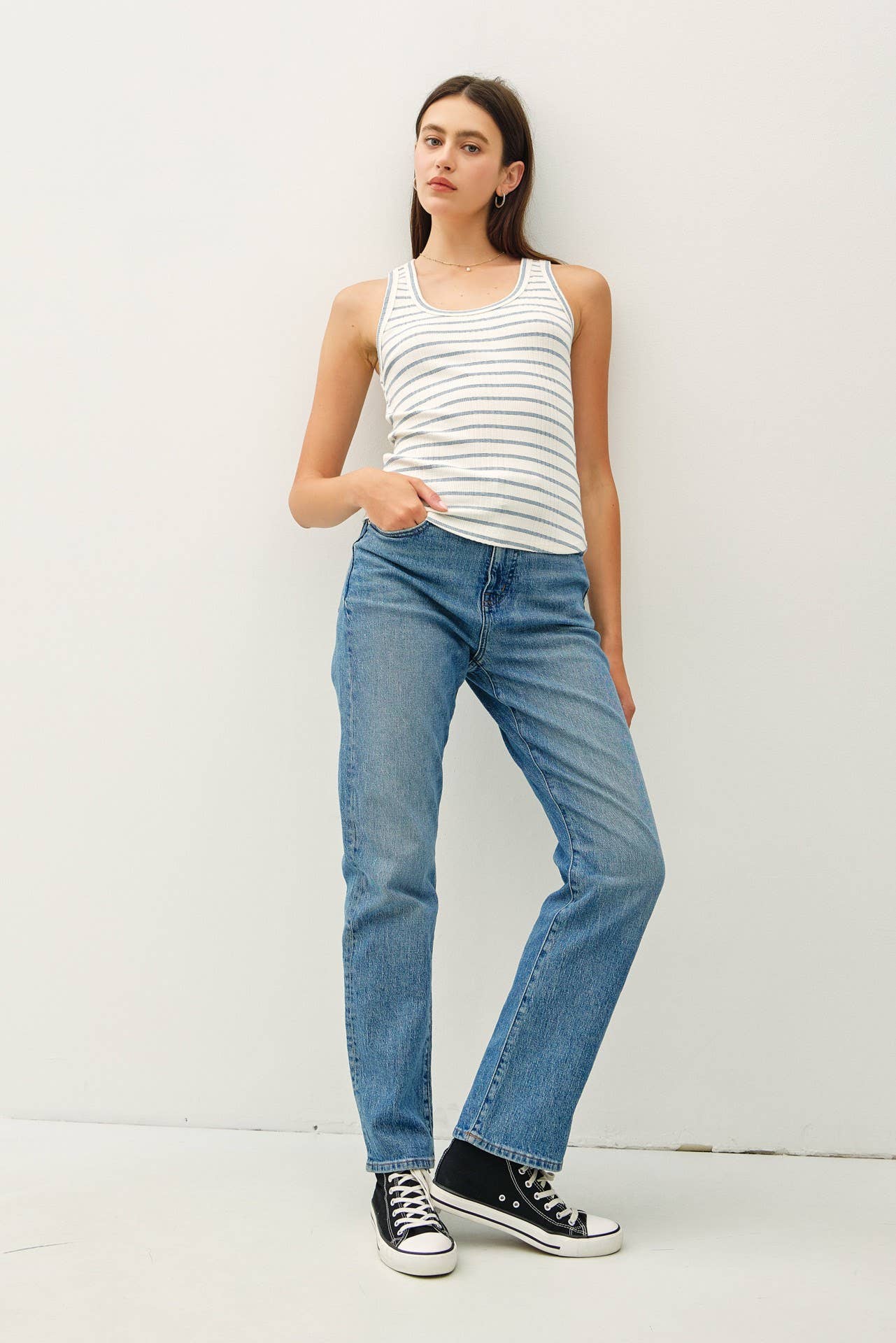 Be Cool - STRIPED RIBBED TANK TOP