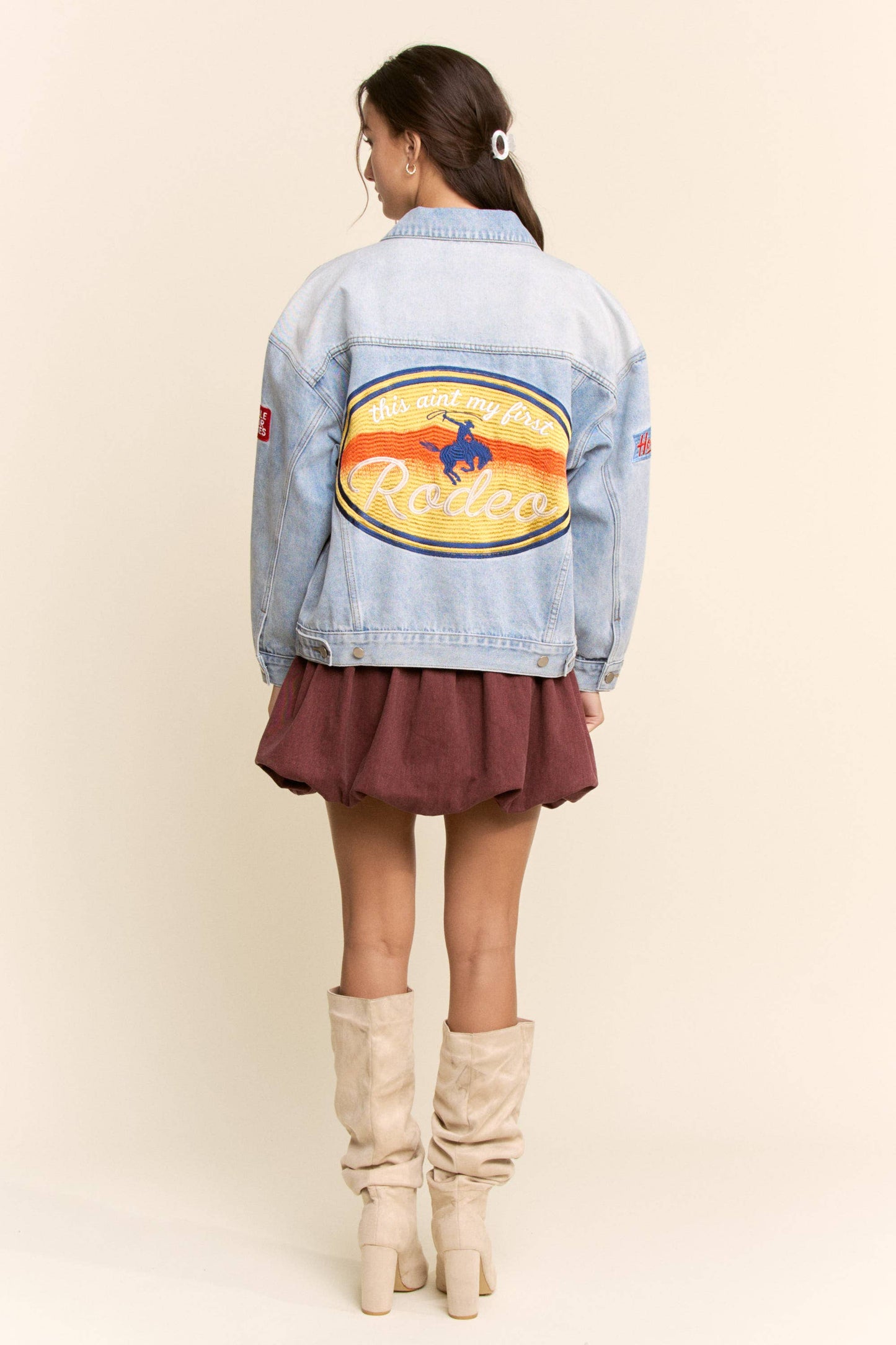 Davi & Dani - EMBROIDERED WESTERN DENIM TRUCKER JACKET