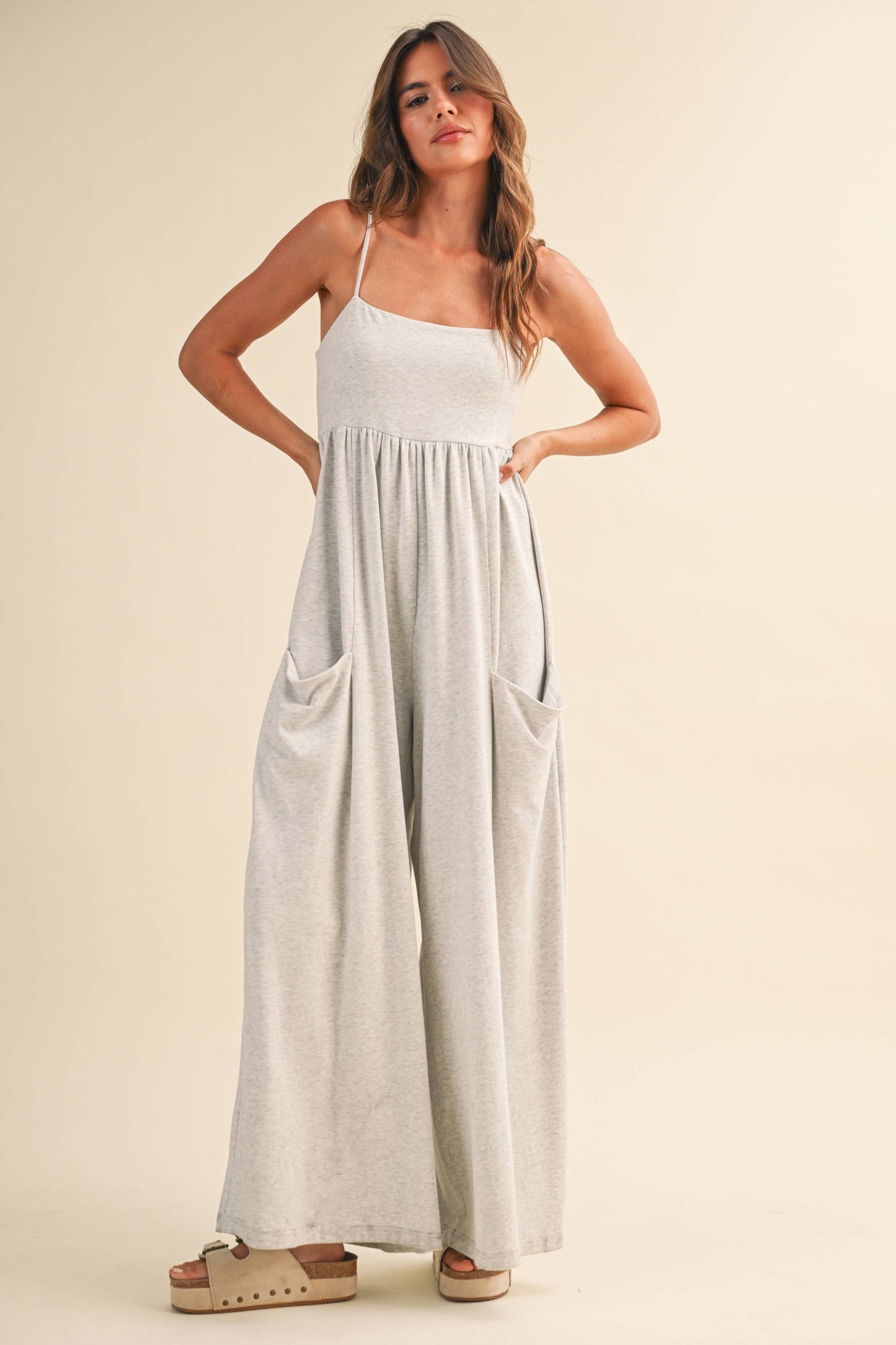 Klesis -STRAPPY EMPIRE-WAIST WIDE-LEG JUMPSUIT