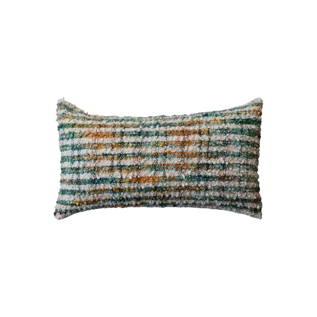 24&quot;L x 12&quot;H Woven Cotton Blend Bouclé Lumbar Pillow w/ Stripes