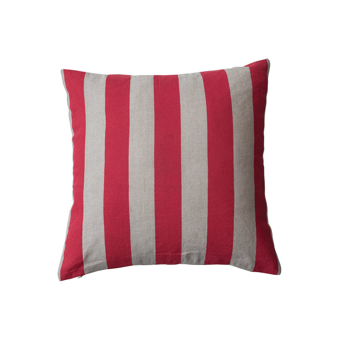 20&quot; Square Cotton &amp; Linen Printed Pillow w/ Stripes