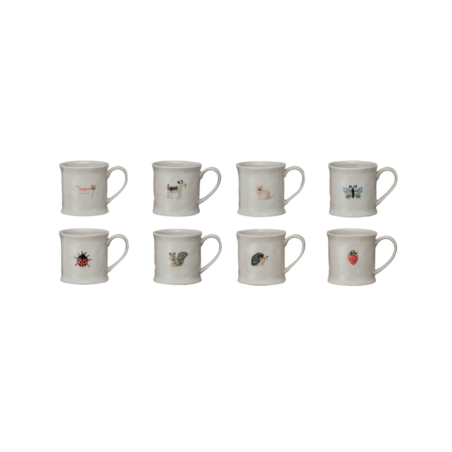 8 oz. Embossed Stoneware Mug w/ Fruit/Animal, 8 Styles