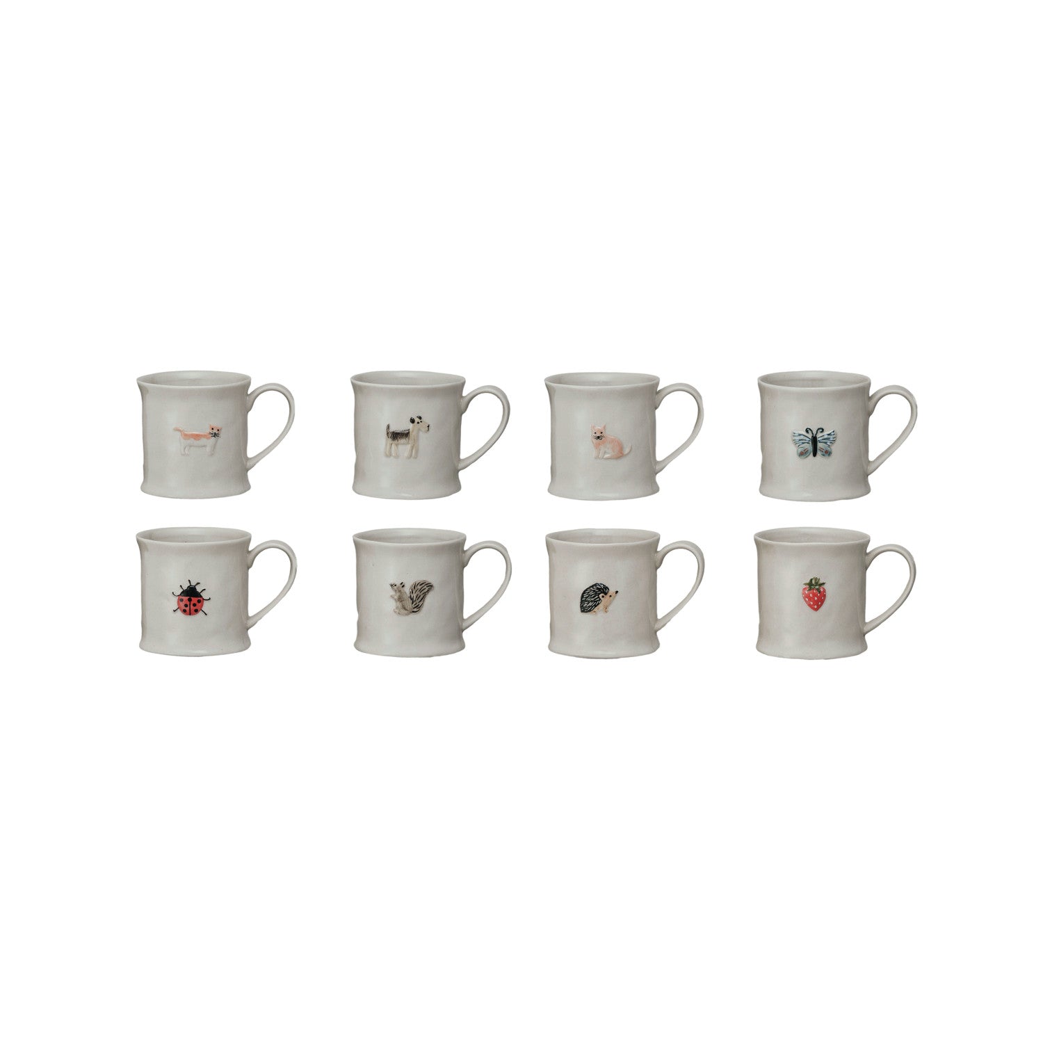 8 oz. Embossed Stoneware Mug w/ Fruit/Animal, 8 Styles