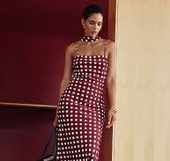 Lucy Paris- Polka-dotted burgundy dress