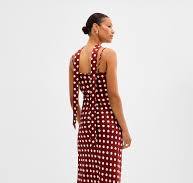 Lucy Paris- Polka-dotted burgundy dress