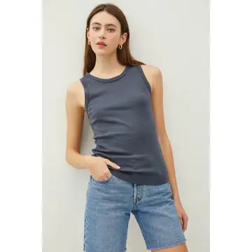 Basic Solid Cotton Crew Neck Tank