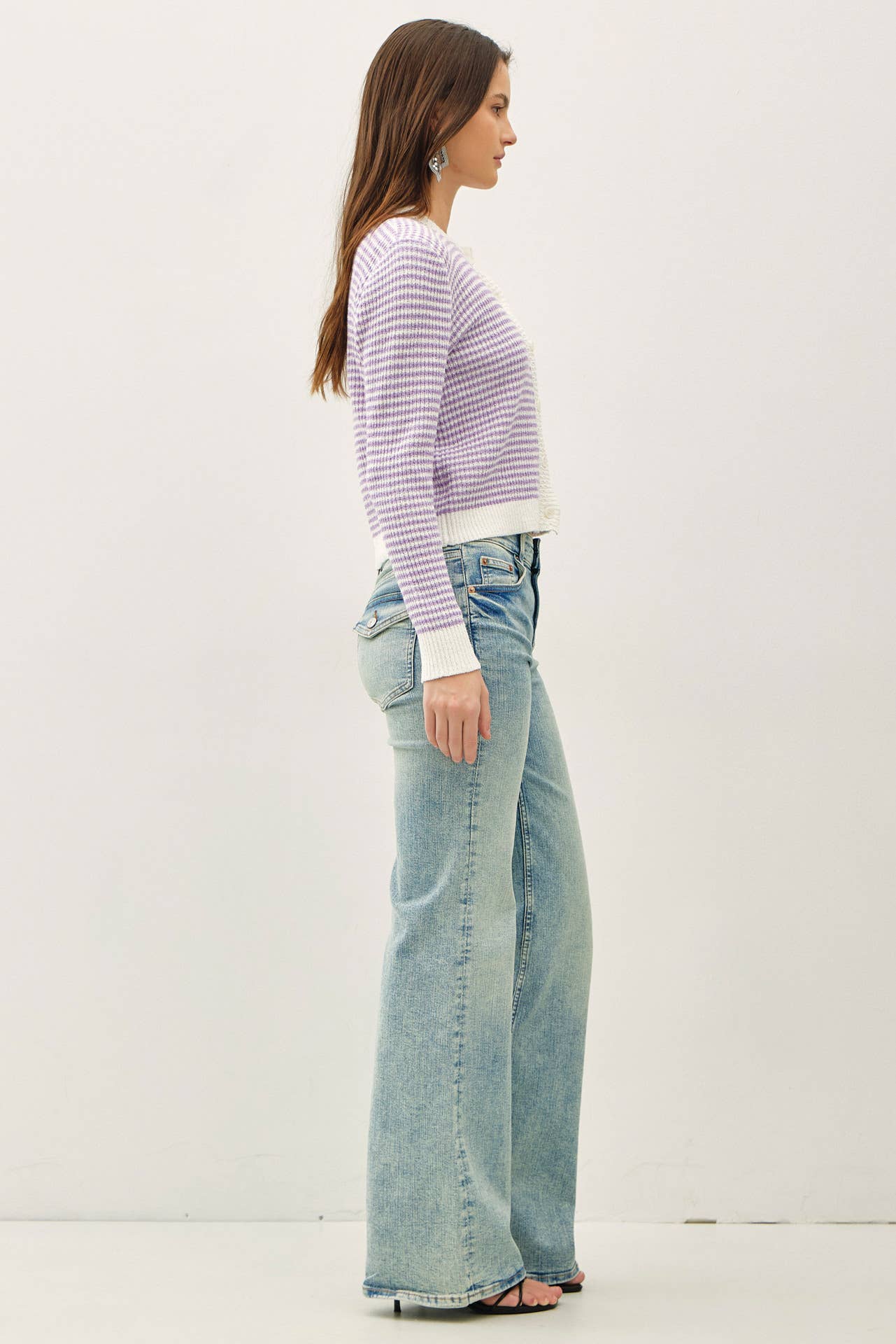 Be Cool - MINI STRIPE ROUND NECK CARDIGAN