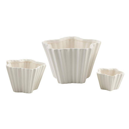 White Crimped Ceramic Bowls