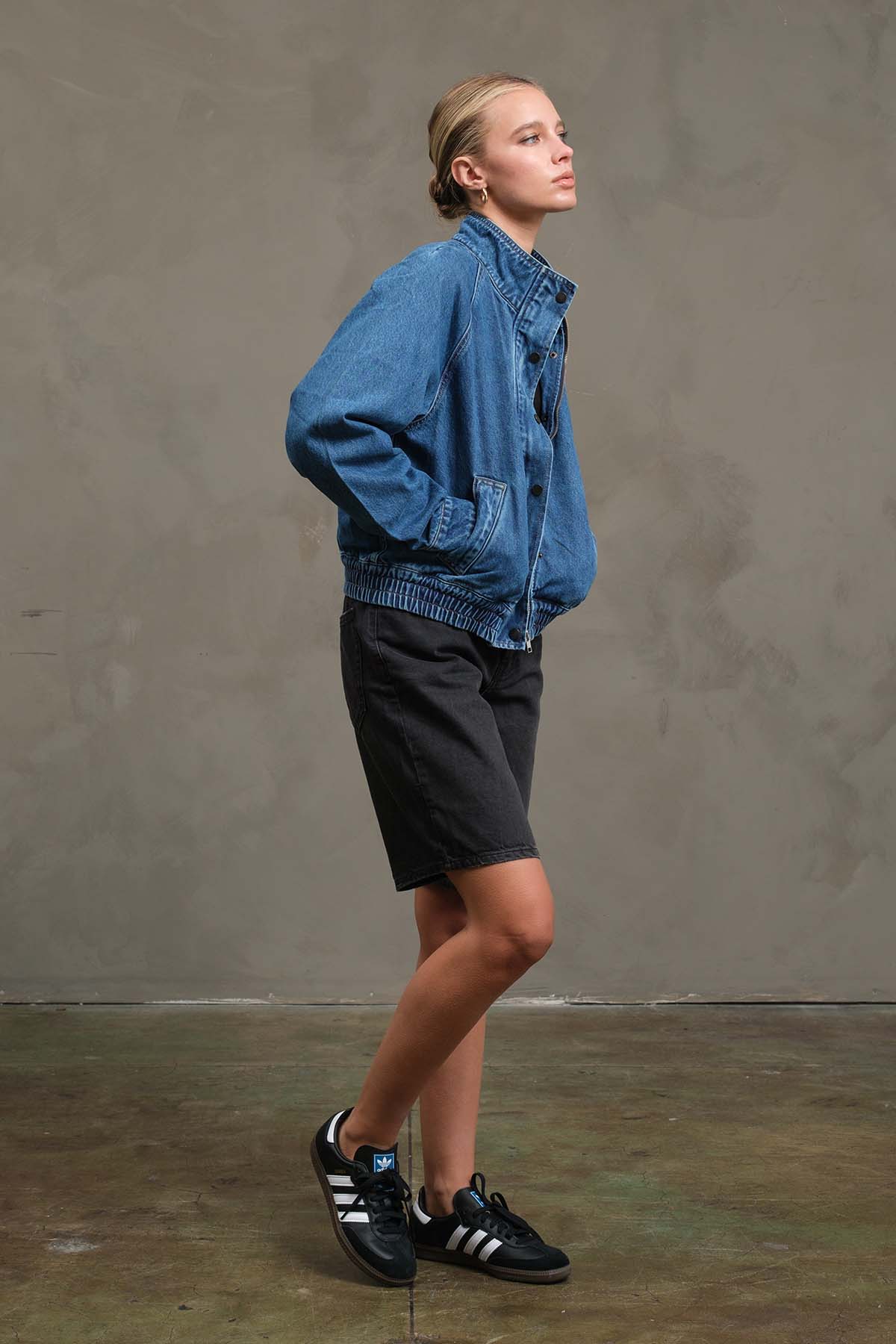RAISONNEL - Washed Denim Bomber Jacket