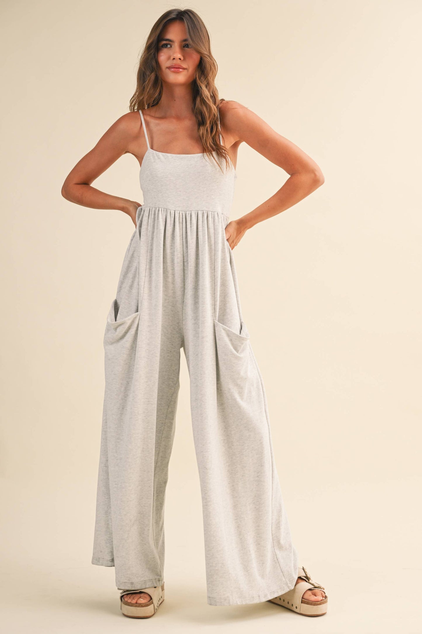 Klesis -STRAPPY EMPIRE-WAIST WIDE-LEG JUMPSUIT