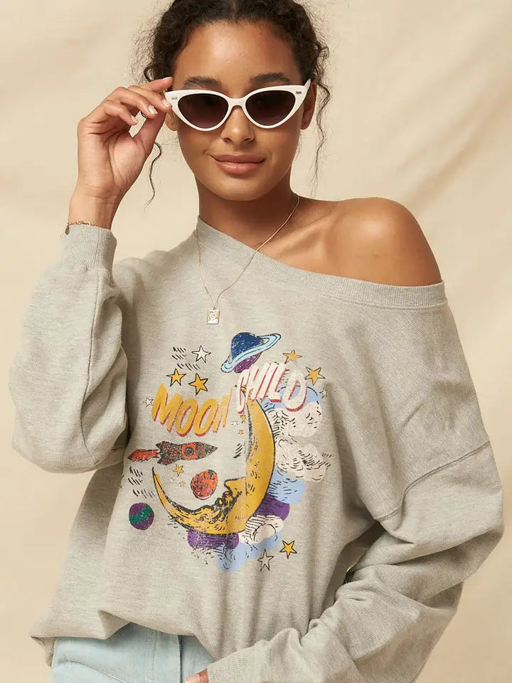 Moon Child Vintage Graphic Sweatshirt