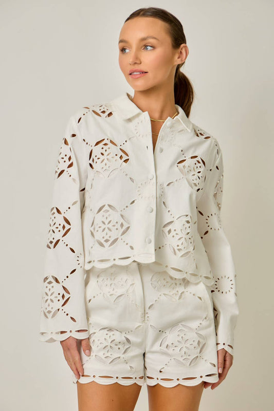 Mystree  Eyelet Embroidered Jacket