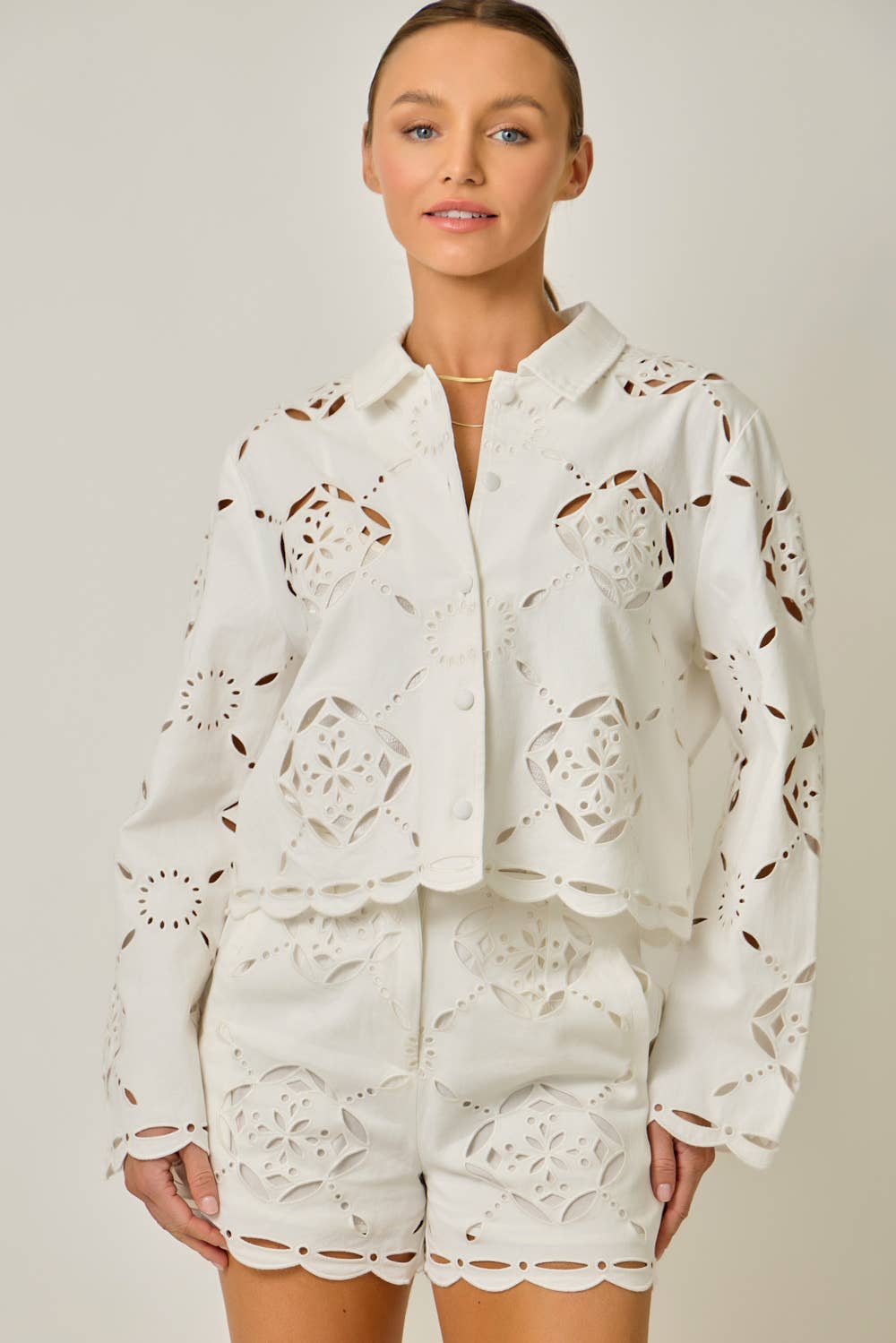 Mystree  Eyelet Embroidered Jacket