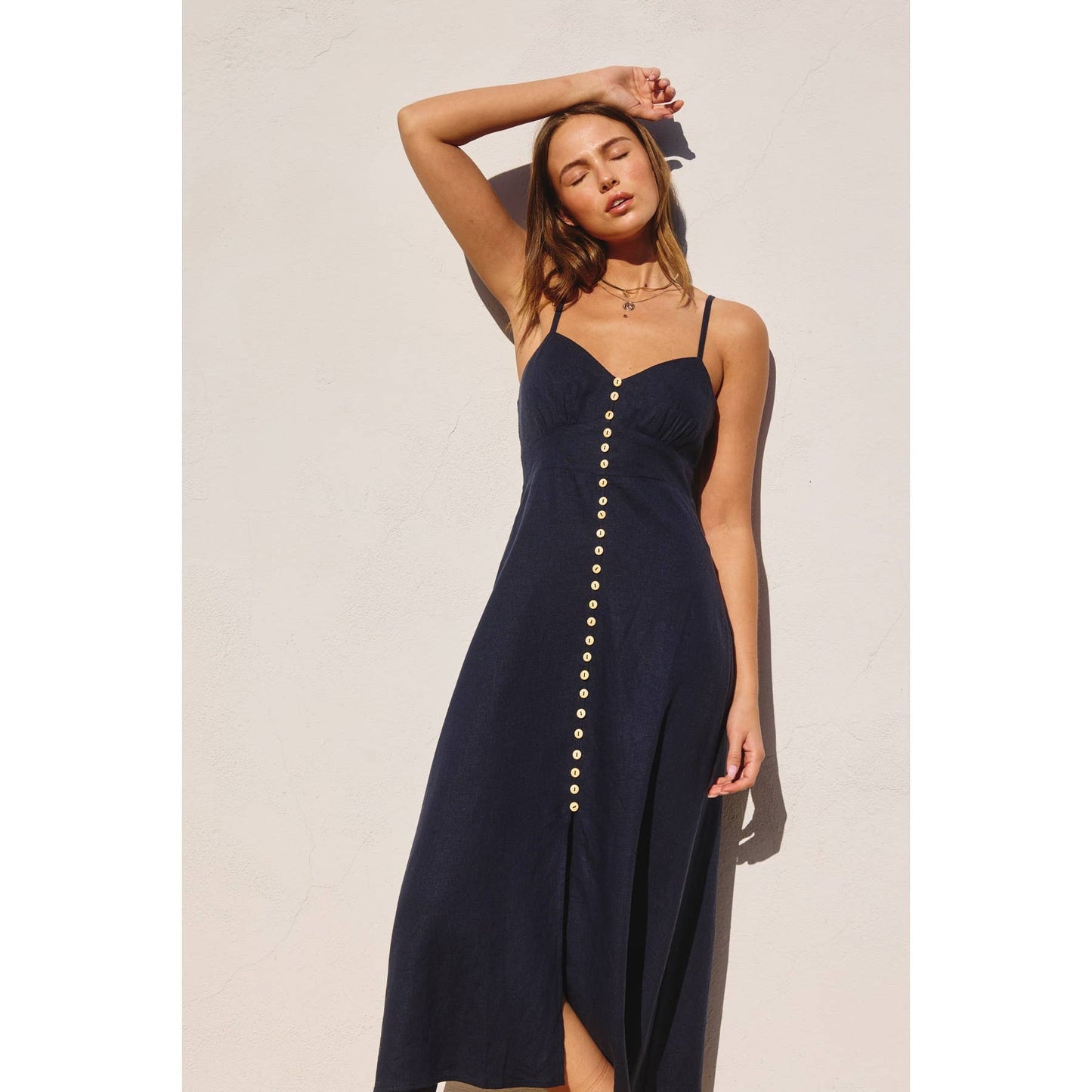 Heaven Sent Button Front Midi Dress