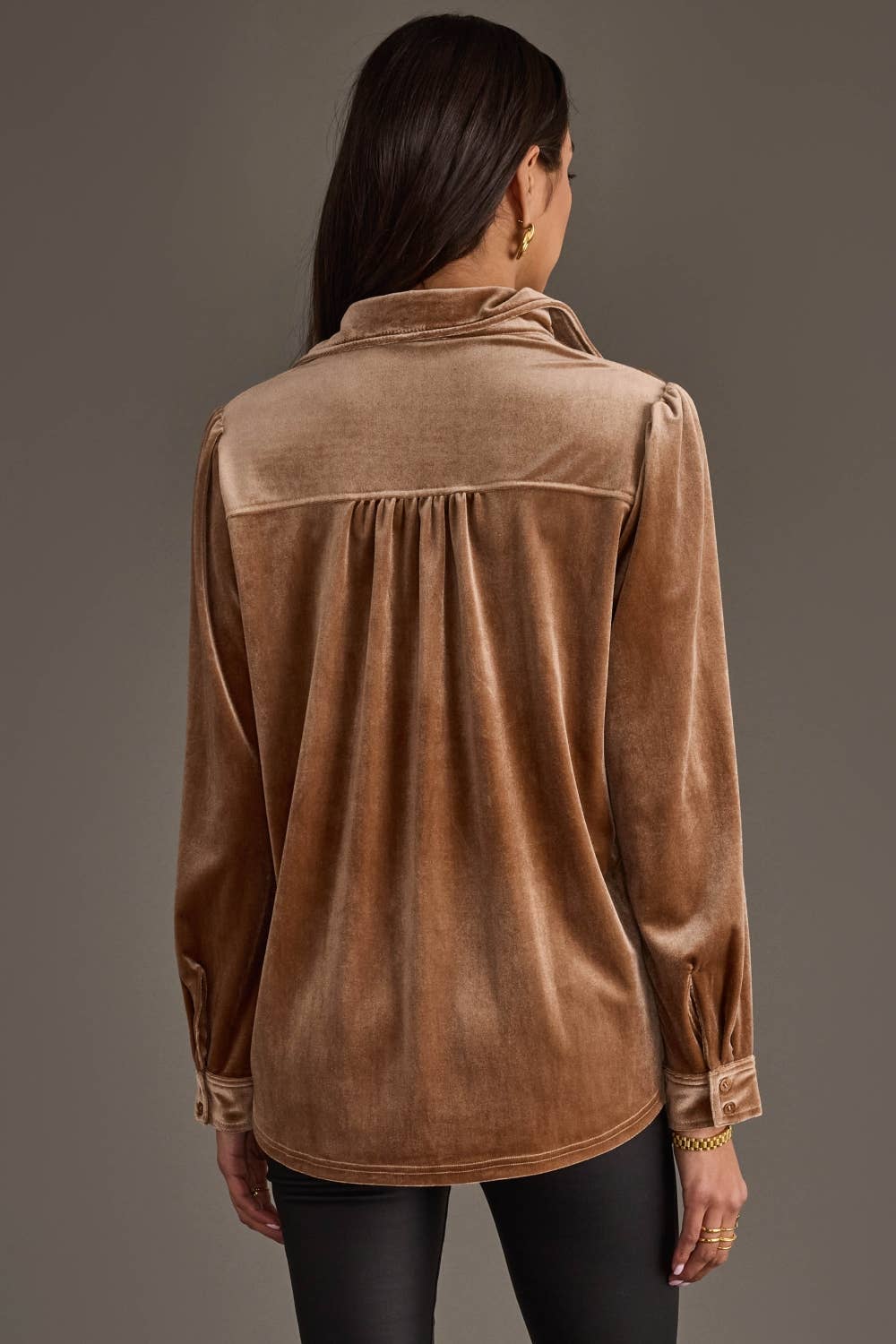Panache Apparel Co. - Tan Velvet Button Up