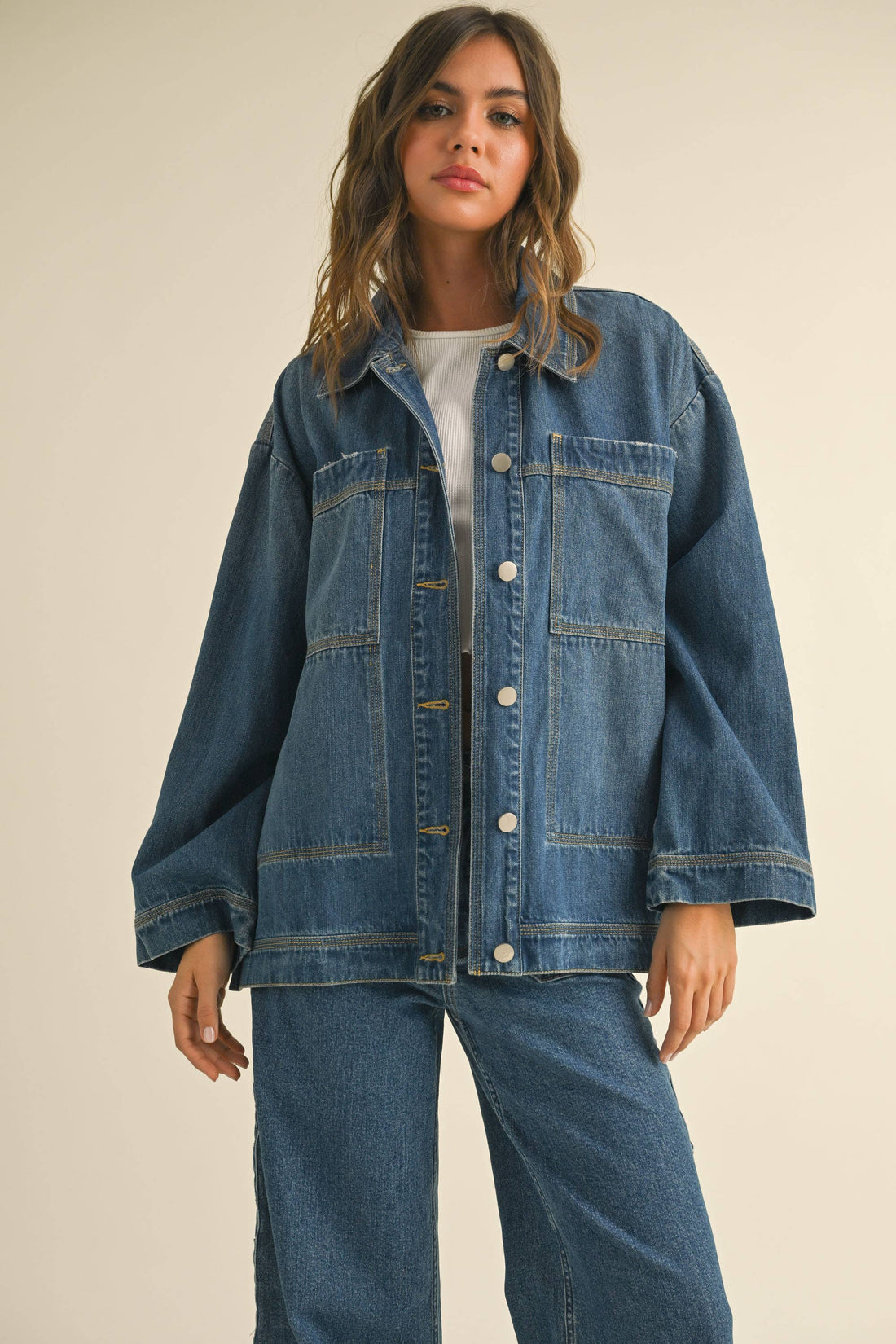 MIOU MUSE - Side Tie Denim Jacket