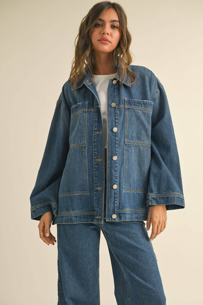 MIOU MUSE - Side Tie Denim Jacket
