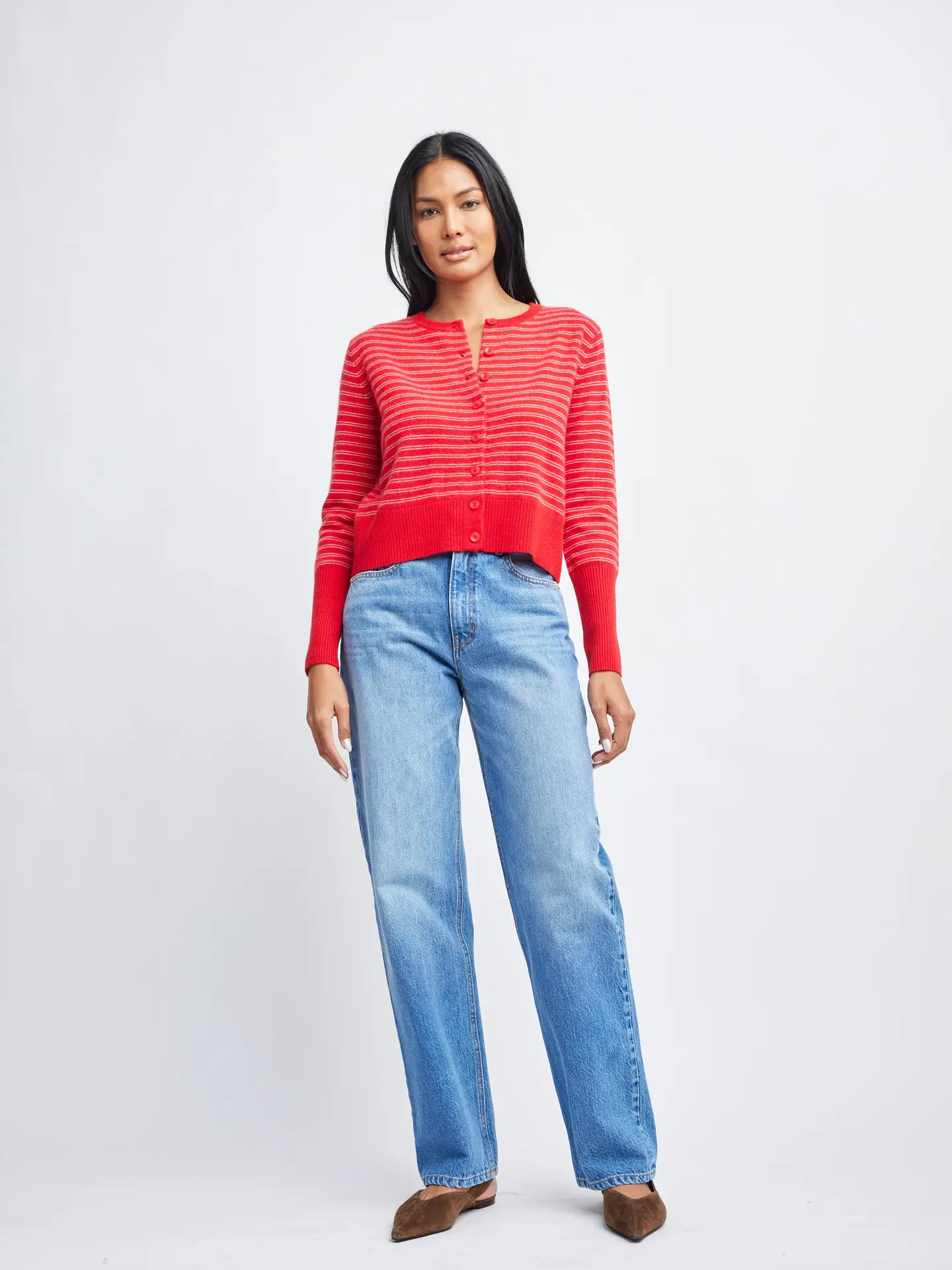 Self Contrast Lucy Shrunken Cashmere Cardigan