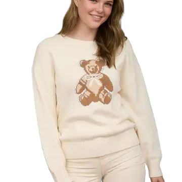 Blu Pepper - Teddy Jacquard Crew Neck Knit Pullover Sweater