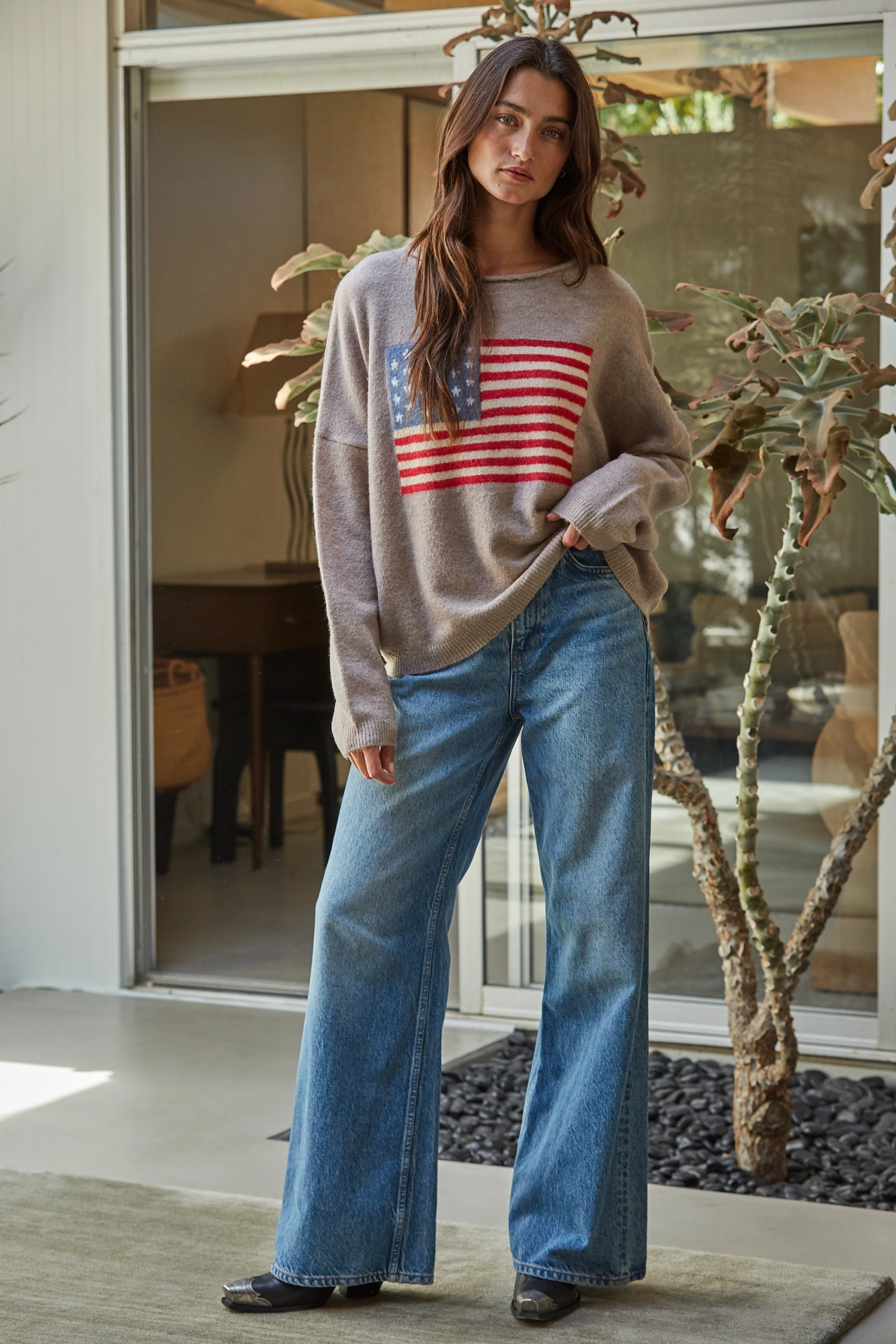By Together - Knit Sweater American Flag Long Sleeve