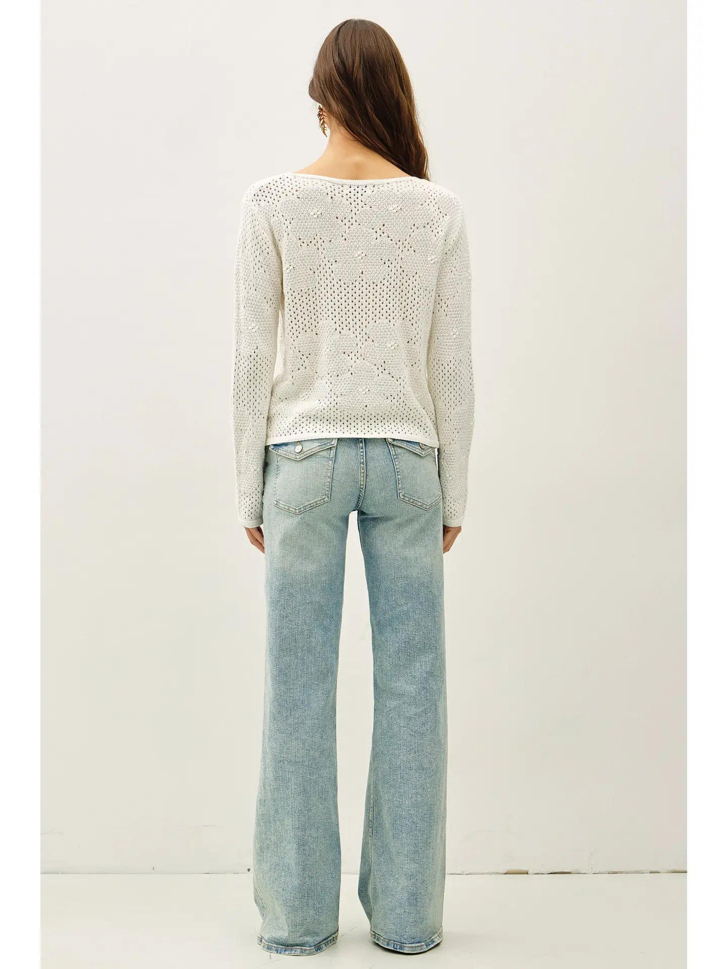 Be Cool - FLORAL PATTERN CROCHET SWEATER TOP