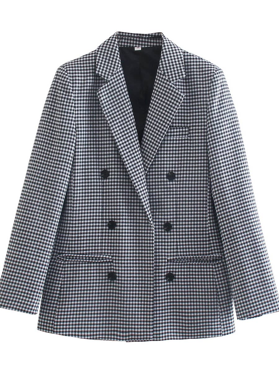 HIDDENBRAND - Check Double-Breasted Blazer
