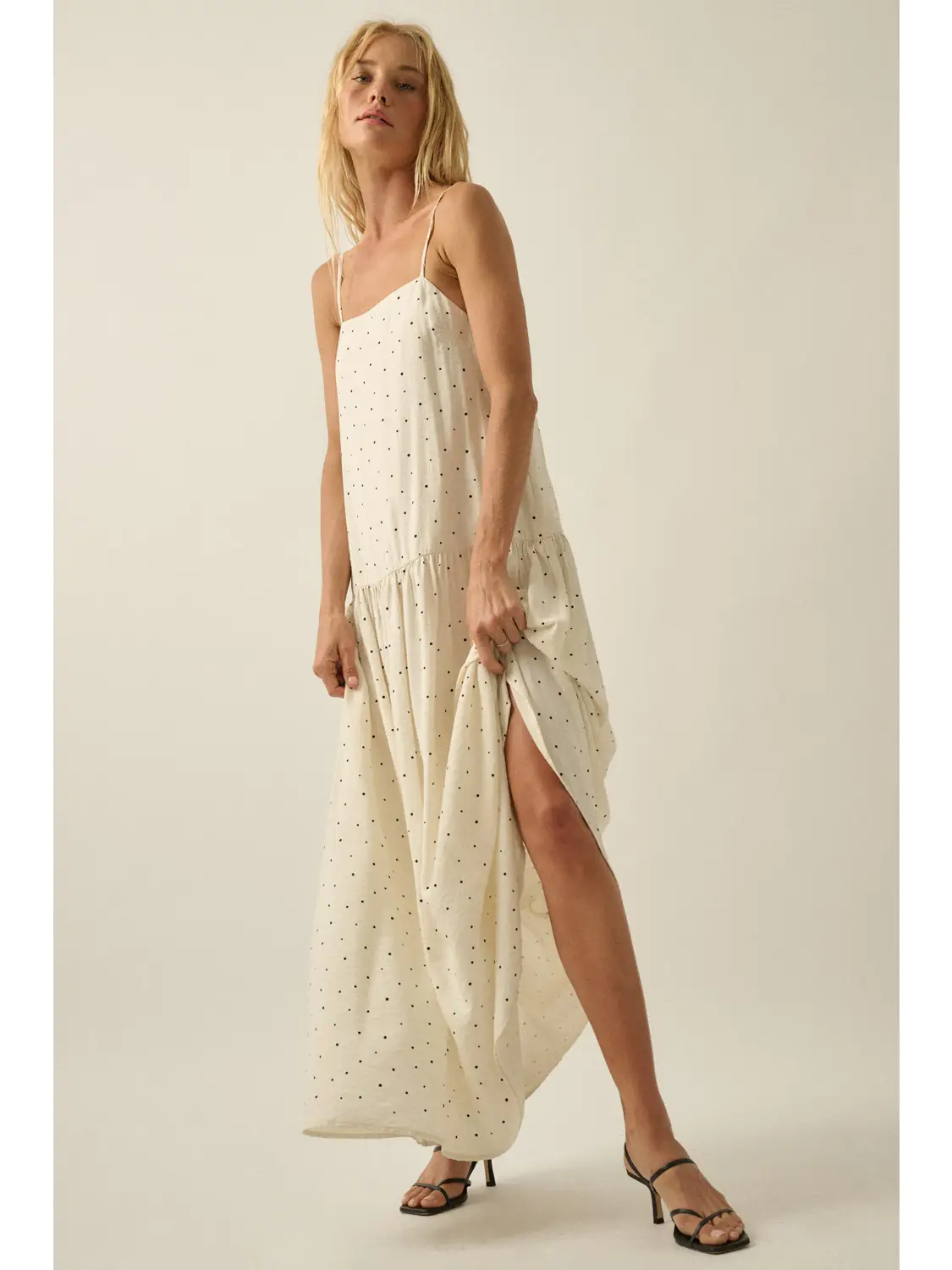 Promesa- Polka Dot-Print Drop-Waist Cami Maxi Dress