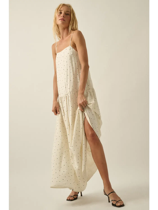 Promesa- Polka Dot-Print Drop-Waist Cami Maxi Dress