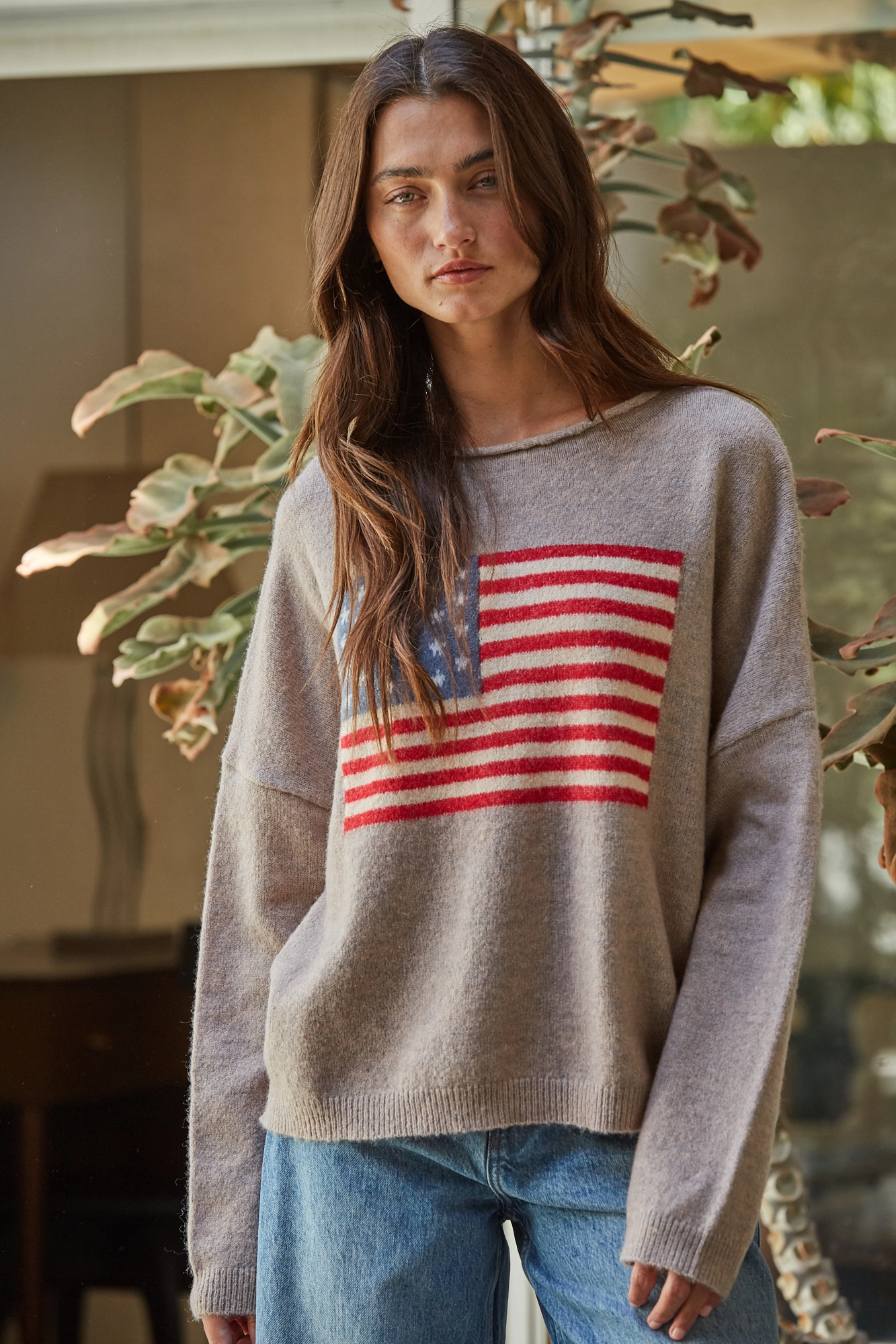 By Together - Knit Sweater American Flag Long Sleeve
