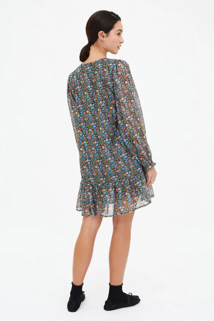 Short dress with Flowers Lurex print