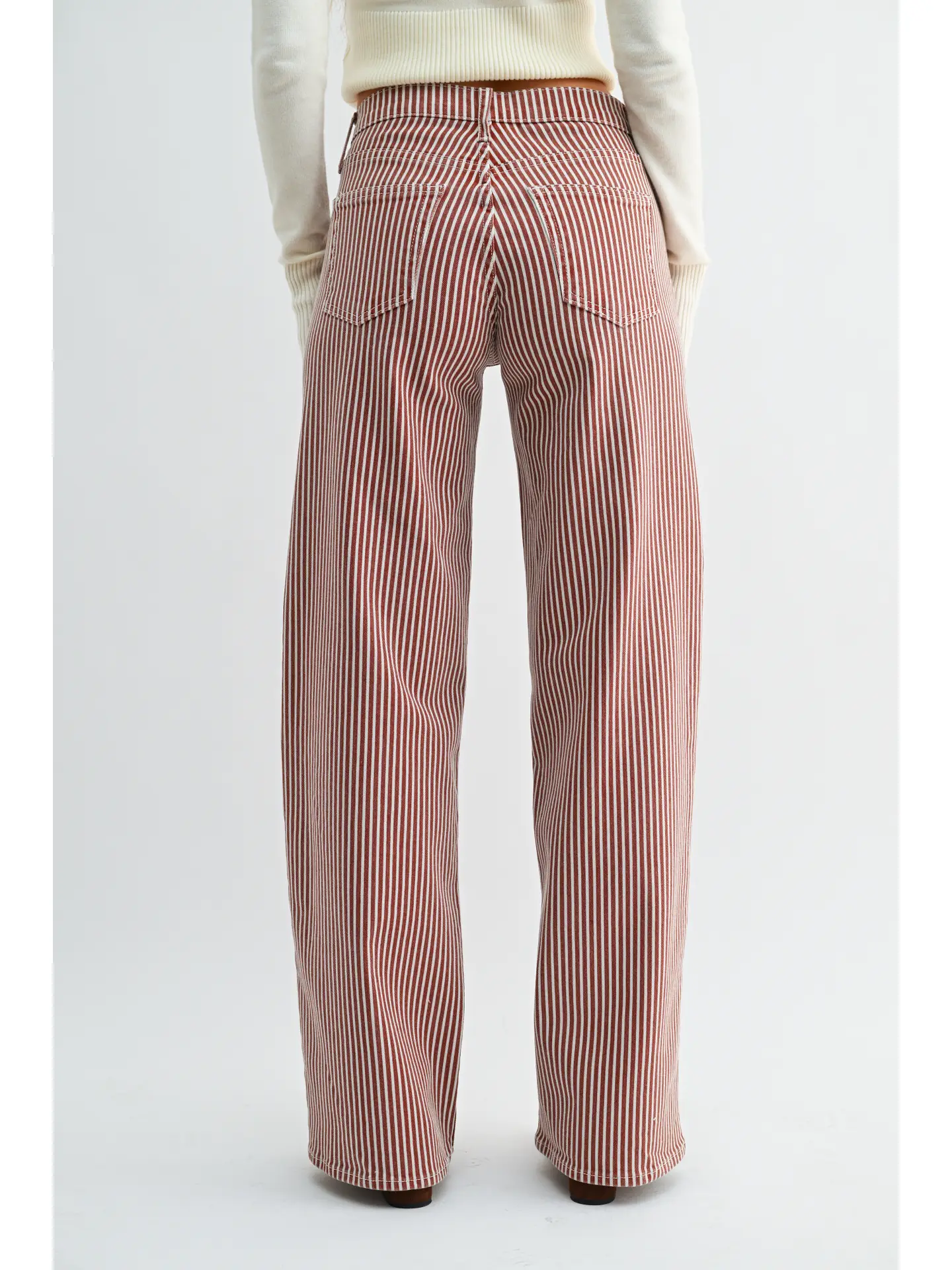 Just Black Denim- Classic Relaxed Wide Leg - Spice Brown Stripe