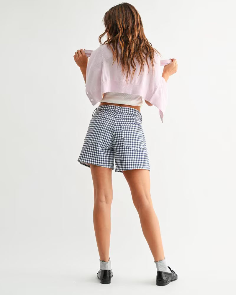 Navy Gingham Lightweight Short