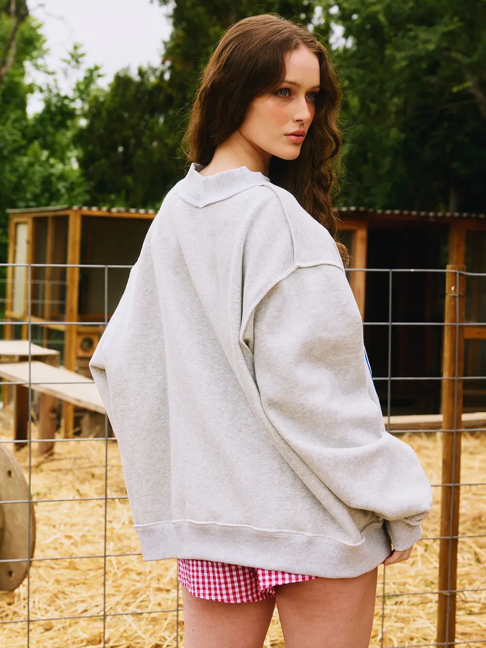 BUCKETLIST- Solid Reversible Mock Neck Sweatshirt Top